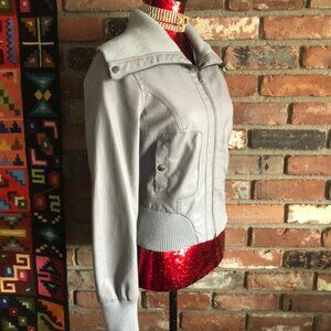 Beverly Hills Polo Club, Grey Gray Faux Leather  Moto Leather Bomber Jacket M